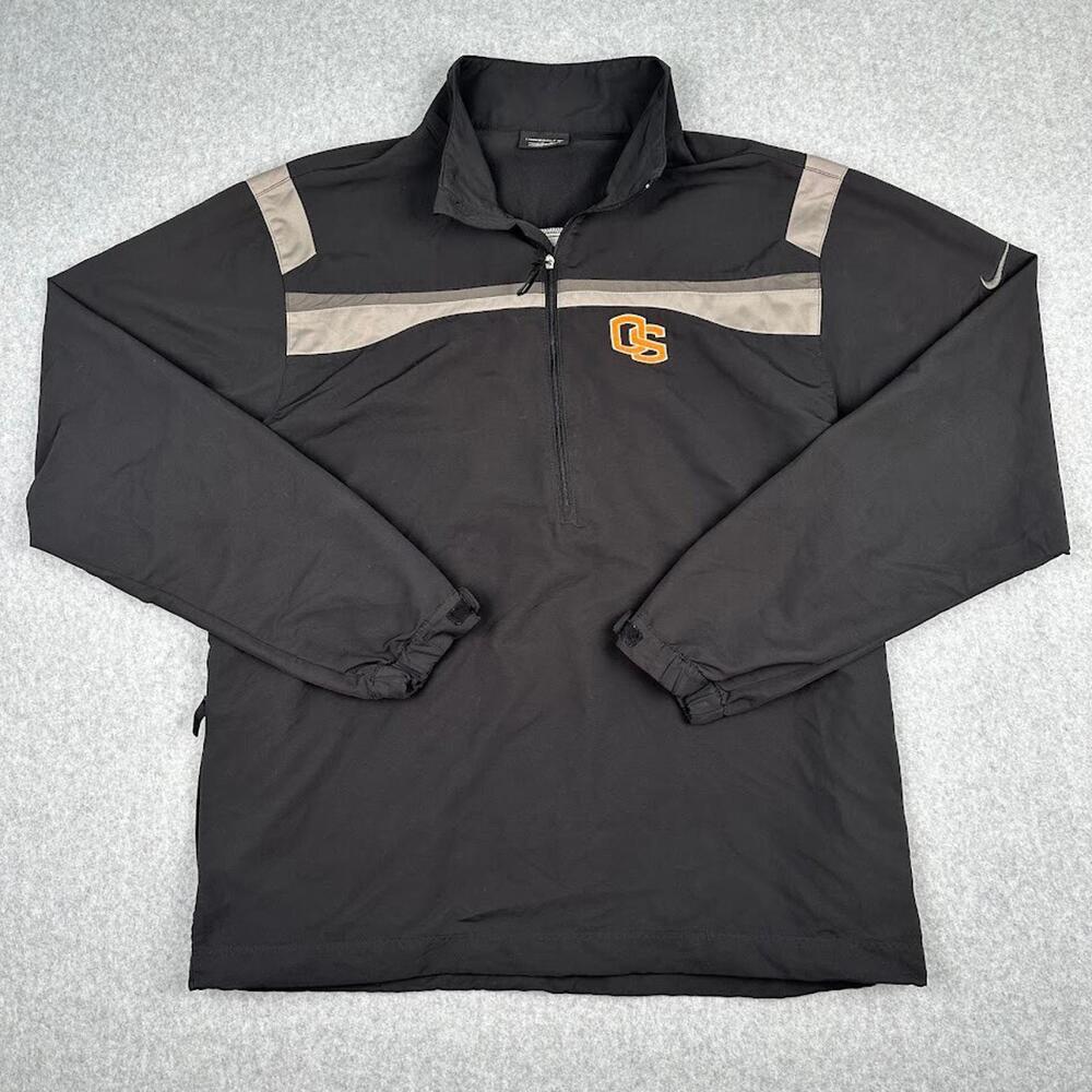 Nike Golf OSU Jacket 1/4 Zip Up Pullover M Black Grey Orange Beavers Windbreaker